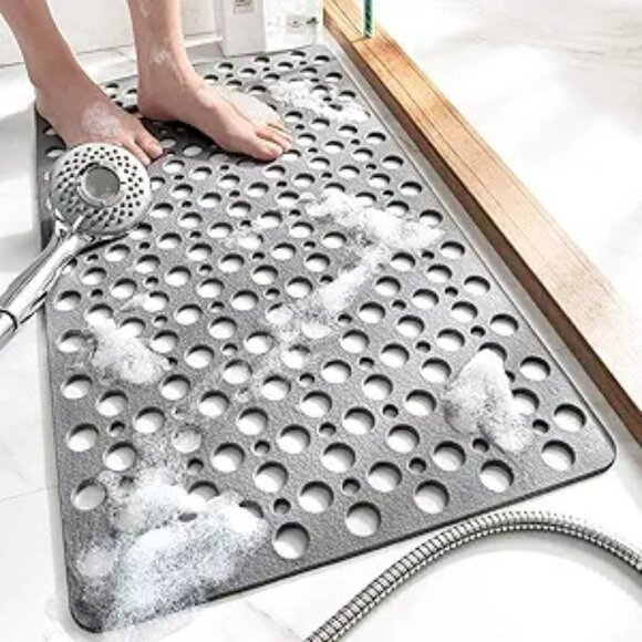 Non Slip Bath Mat for Shower Tub with Suction Cups Washable Gray 30x17 Inches - Picture 7 of 7